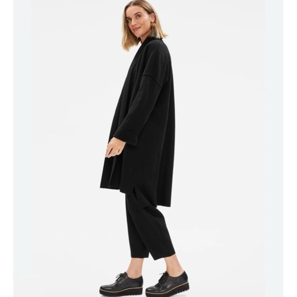 Eileen Fisher 100% wool shawl high collar thin jacket - Picture 1 of 14